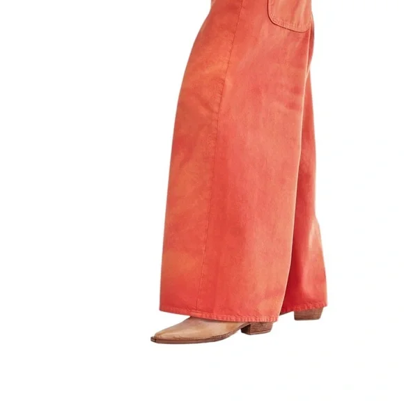 Free People We The Free Waterfalls Baggy Wide Leg Jeans Orange Size 25 - Picture 3 of 16